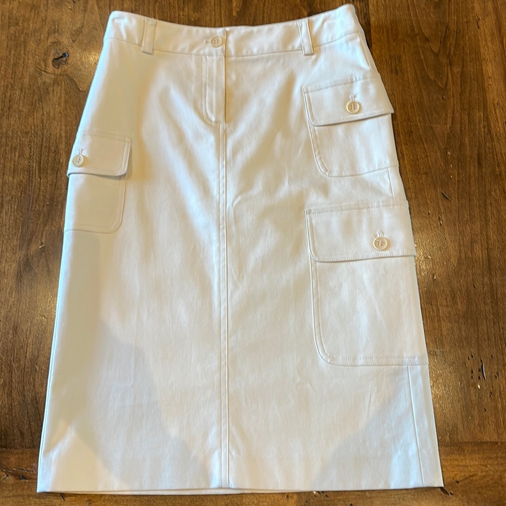 THEORY Cream Cargo Skirt 0